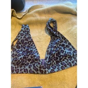Zimmermann Leopard Print Triangle Bikini Top Teal Purple‎ Size 2 MSRP ~$150+